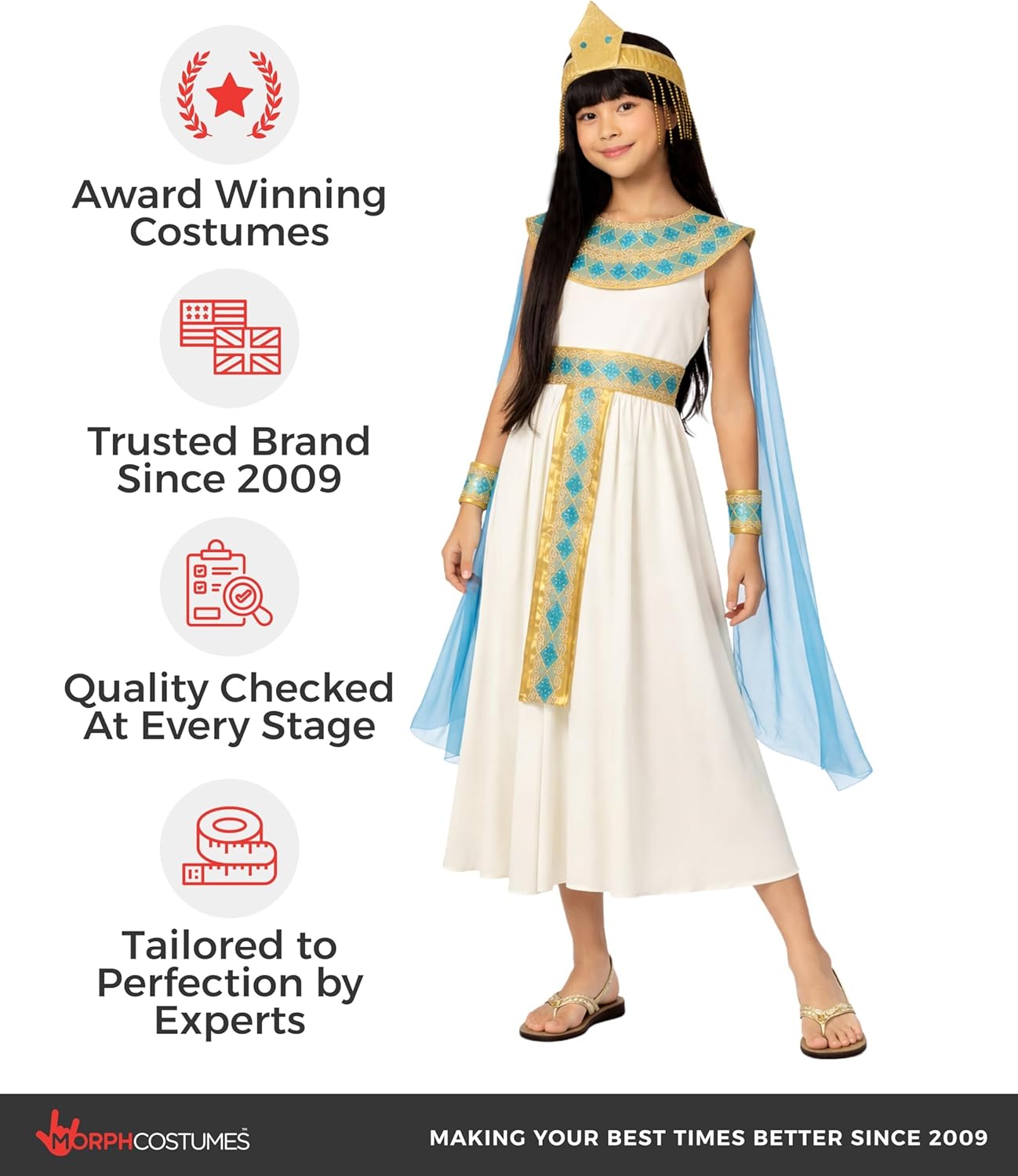 Morph Cleopatra Costume Kids, Egyptian Costume Kids, Cleopatra Costumes for Girls, Egyptian Costumes Girls