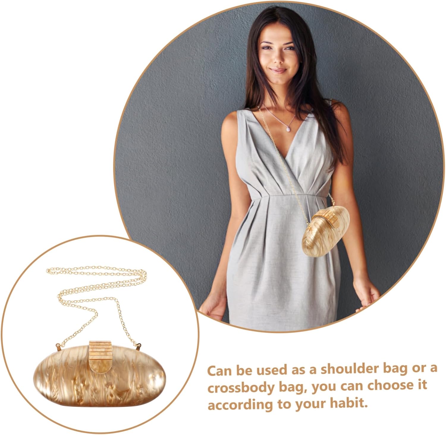 VALICLUD 1pc Elegant Dinner Clutch Women Satchel Purse Acrylic Goose Egg Shape Bag Stylish Handbag Portable and