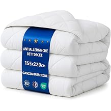 Amazinggirl Duvet without cover 220x155 cm - all-season comforter Quilted and microfiber duvets for bed White warm lightweight Duvet 160x220 cm Oeko-Tex
