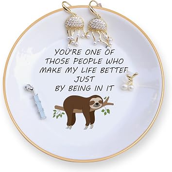 Sloth Gifts for Women, Jewelry Dish Tray, Ring Engagement, Decorative Plate Trinket, Small Gifts for Mom Sisters Friends Mothers Day Birthday Wedding Christmas