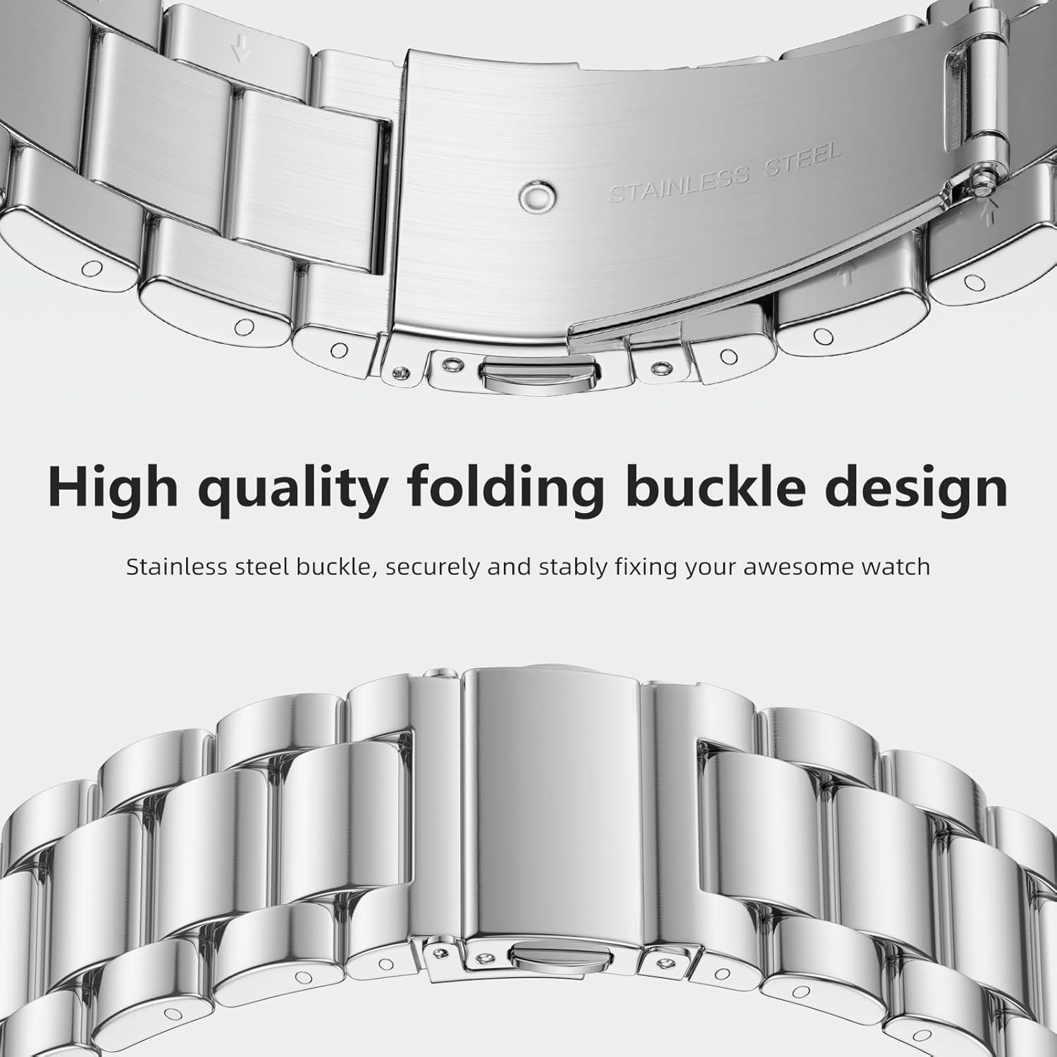 Lerobo Stainless Steel Band Compatible with Samsung Galaxy Watch 8 7 6 5 4 FE 40mm 44mm 45mm/Galaxy Watch 8 Classic 6 4 Classic 43mm 47mm 42mm 46mm, 20mm Metal Replacement Band for Men Women