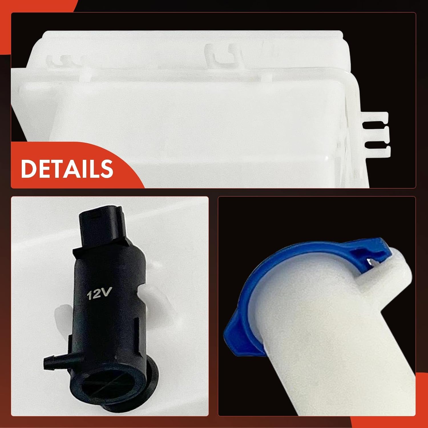 A-Premium Windshield Washer Reservoir Compatible with Select Kia Models - Rio 2006-2011, with (Cap/Washer Pump/Hose/Filler Neck/Bracket) - Replace# 986101G001PFM