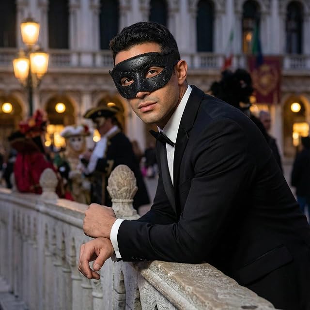 Foto 4 de 7 de YskerrigToy Máscara Veneciana Parejas, Mascarada Negra, Máscaras de Carnaval de Media Cara