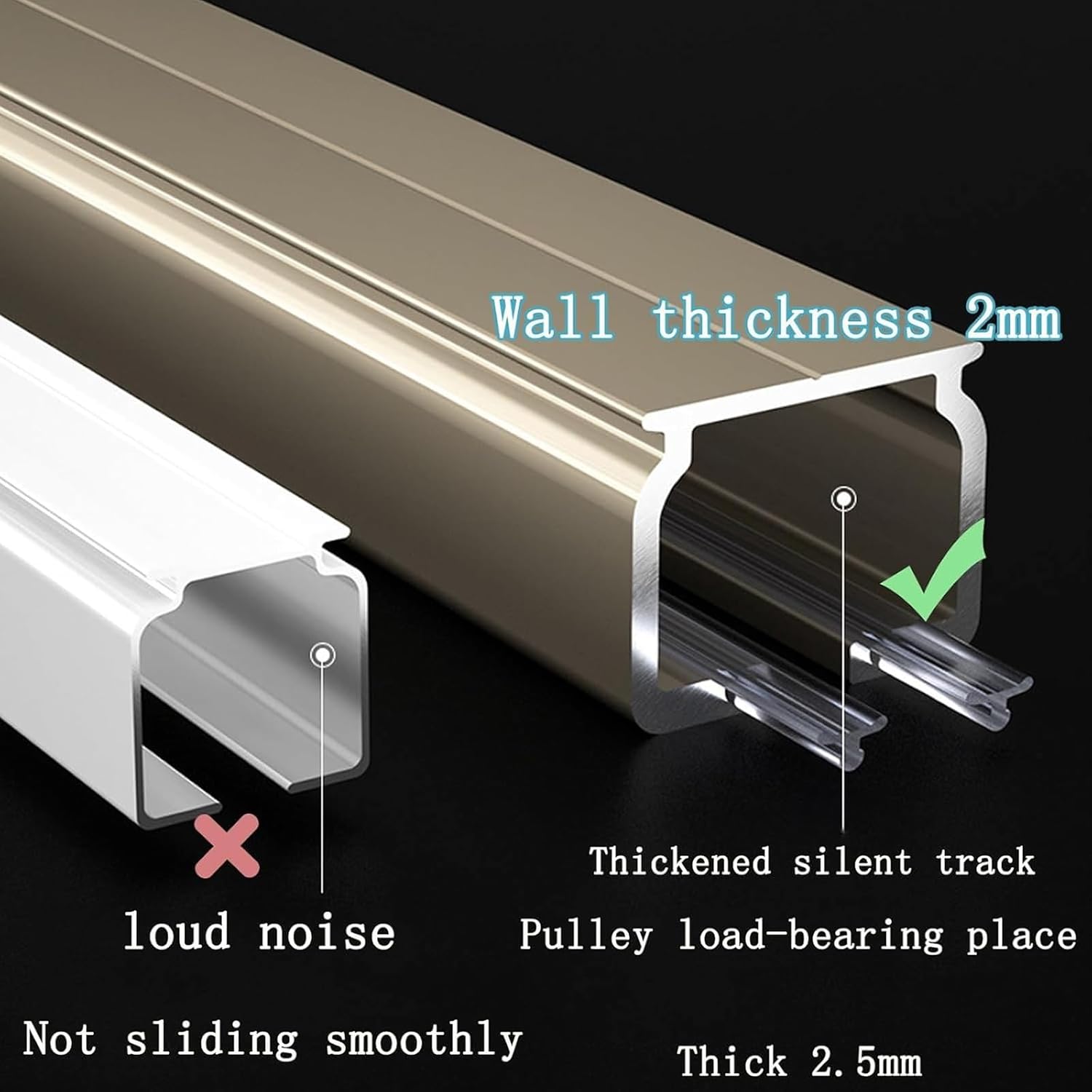 for Curved Shower Curtain Rod, Ceiling Mount for Curtain Rail with Track Curtain System, Curtain Rail with Mute Rollers, Curtain Track System(Gold,170cm)