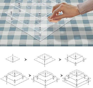 Cake Pop Stand, 3 Tier Square Lollipop Holder with 300 Pcs Accessories, Clear Acrylic Cakepop Display Stand 56 Holes for Birthday, Wedding, Party, Halloween, Christmas Candy Decorative