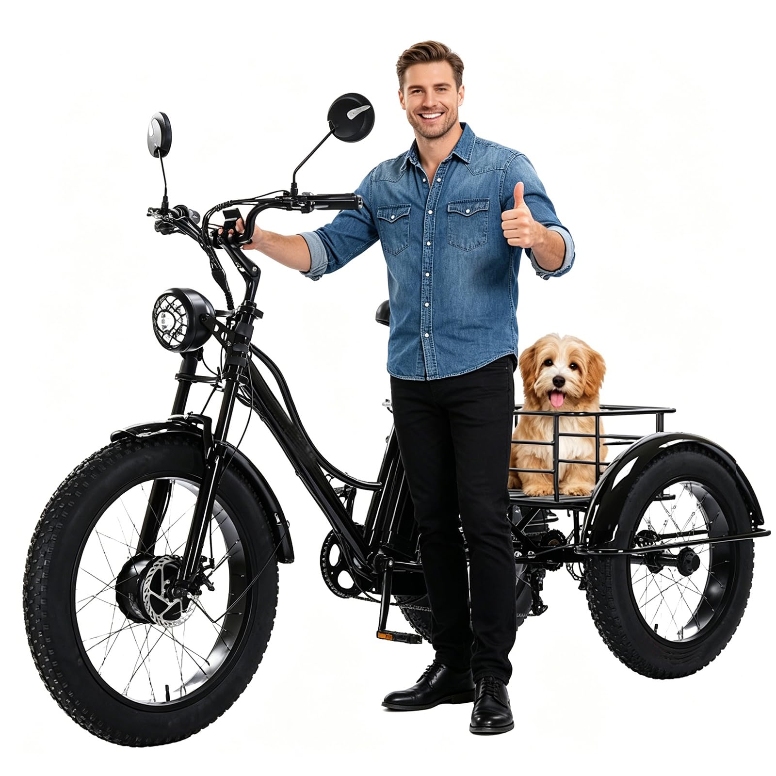 24 E BIK Herren Damen Elektro-Dreirad Für Erwachsene Faltbares E-Bike 3 Rad Elektrodreirad FüR Senioren mit Aufbewahrungskorb Höhe Einstellbare Tragfähigkeit 200kg C