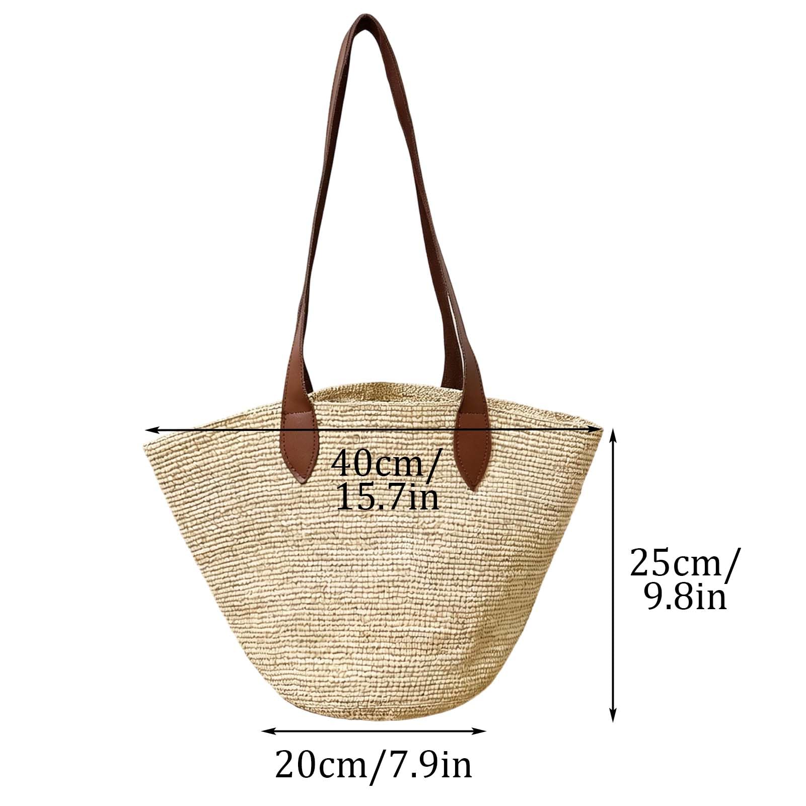Raffia Geflochtene Tasche Damen Strohtasche Strandtasche Korbtasche Stroh Handtasche Umhängetasche Sommertaschen Für Strand Urlaub Reisen Straw Bags For Women Summer Beach Tote (Kleine)