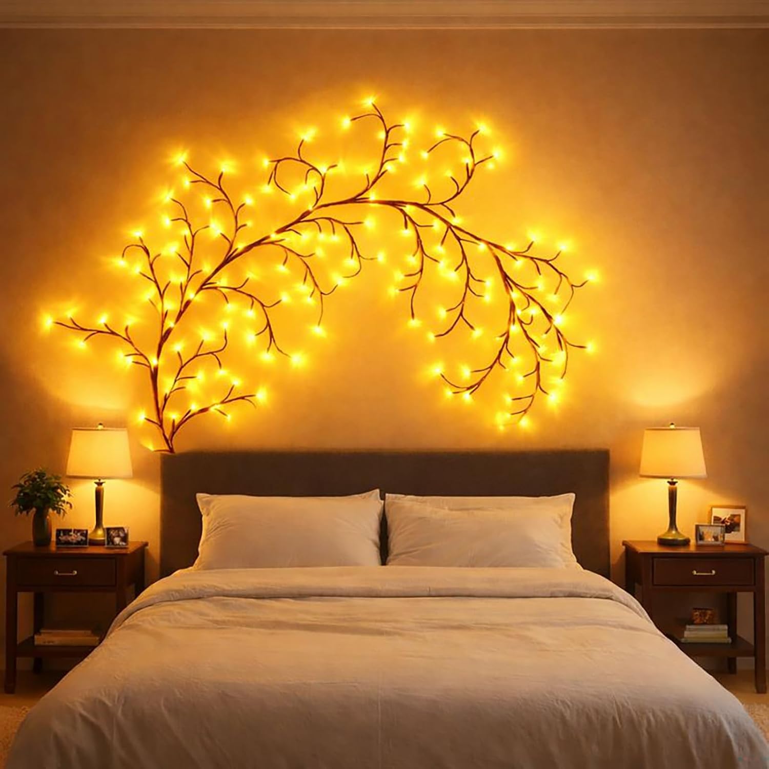Enchanted Willow Vine Lights with Remote, 18 Branches 144 LEDs Lighted Willow Swag for Wall Decor, Indoor Artificial Plug in Fairy Lights for Bedroom, Living Room, Wedding, Party