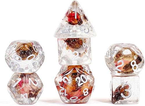 FanRoll by Metallic Dice Games - Juego de dados DND de resina de 0.630 in dados de rosas, dados de juego de rol para Calabozos y Dragones