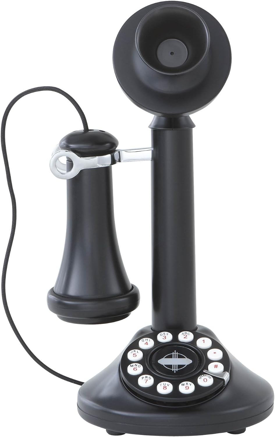 Crosley CR64-BK Candlestick Phone with Push Button Technology, Black