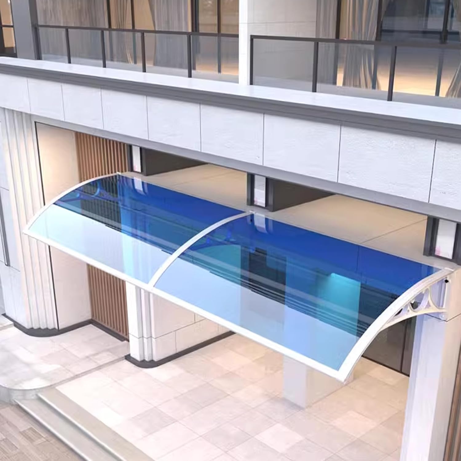 Blue Front Door Canopy Outdoor Awning,Metal Window Awning,Porch Awning,Door Window Garden Canopy,Uv Rain Snow Protection Polycarbonate Cover,Patio Sun Shetter,with White Bracket (60x90cm/24