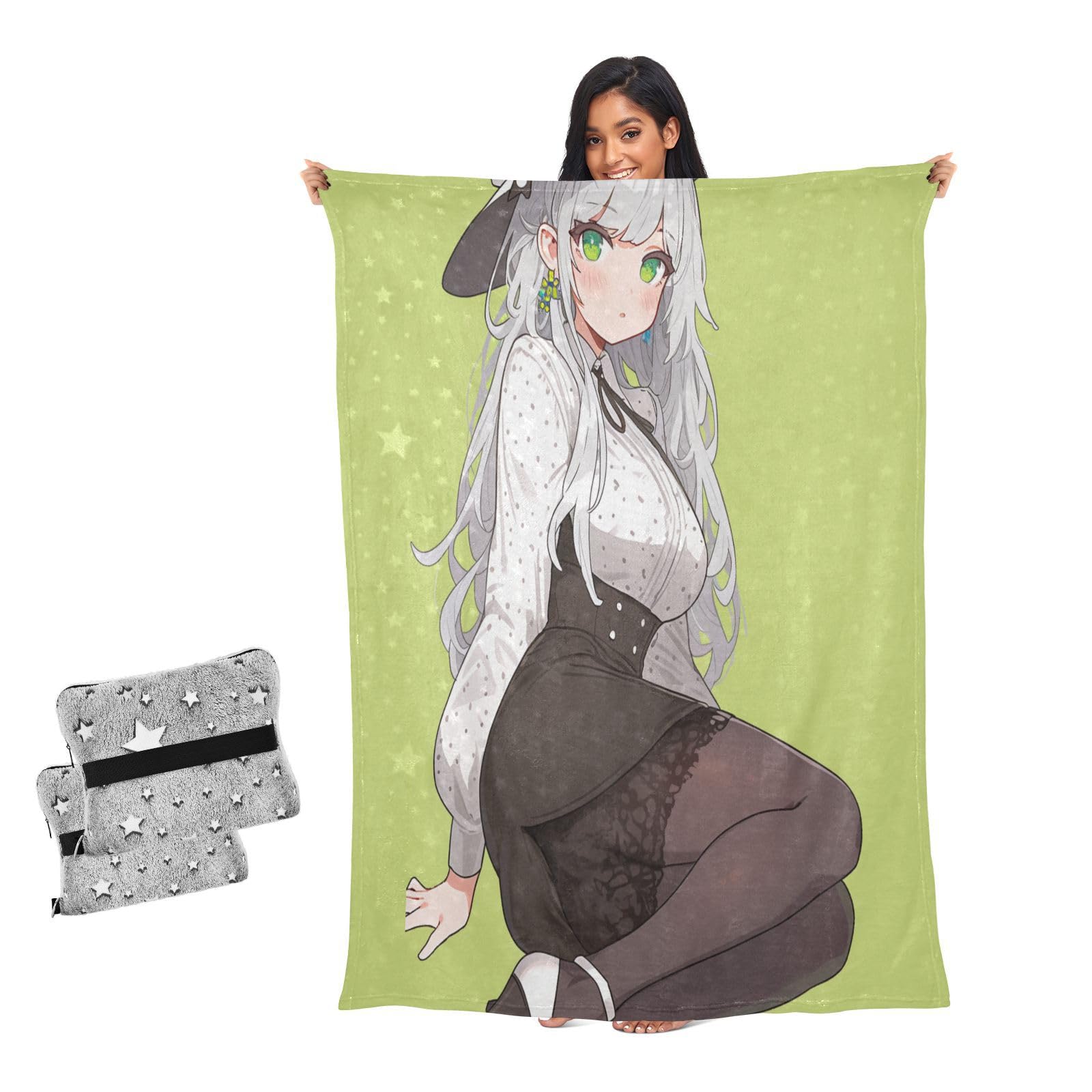 Couverture douce pour canapé et lit vert à pois blancs pour salon