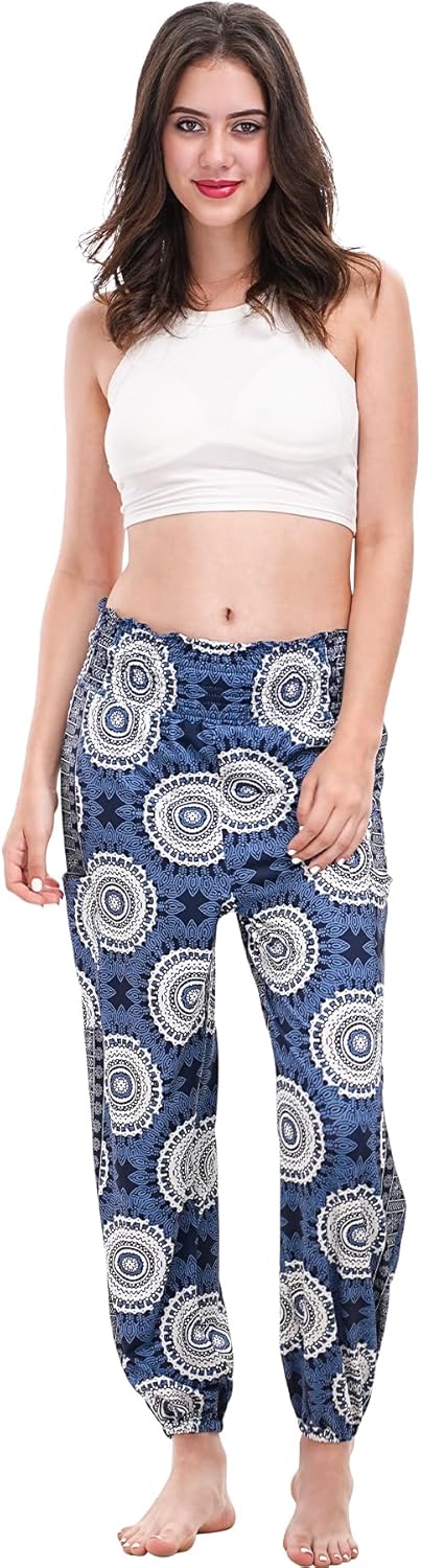 Women Boho Palazzo Pants High Waist Wide Leg Casual Lounge Pant Hippie Harem Yoga Trousers Clothes - Image 4