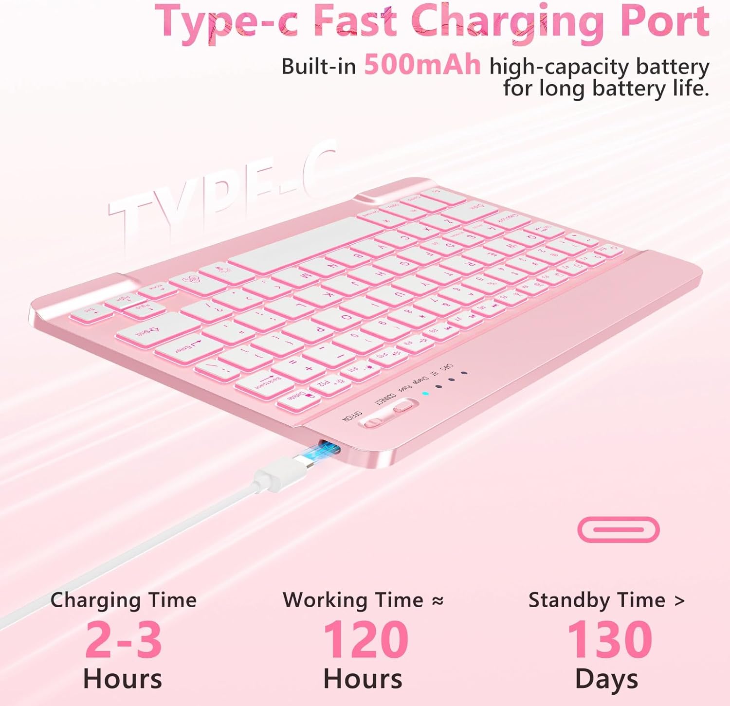 FUWANG Keyboard Case for iPad 9th 8th 7th Generation 10.2 inch, Detachable 7 Colors Backlit for iPad 9th Generation Case with Keyboard, Keyboard Cover for iPad Pro 10.5"/Air 3rd Gen with Pencil Holder - Image 6