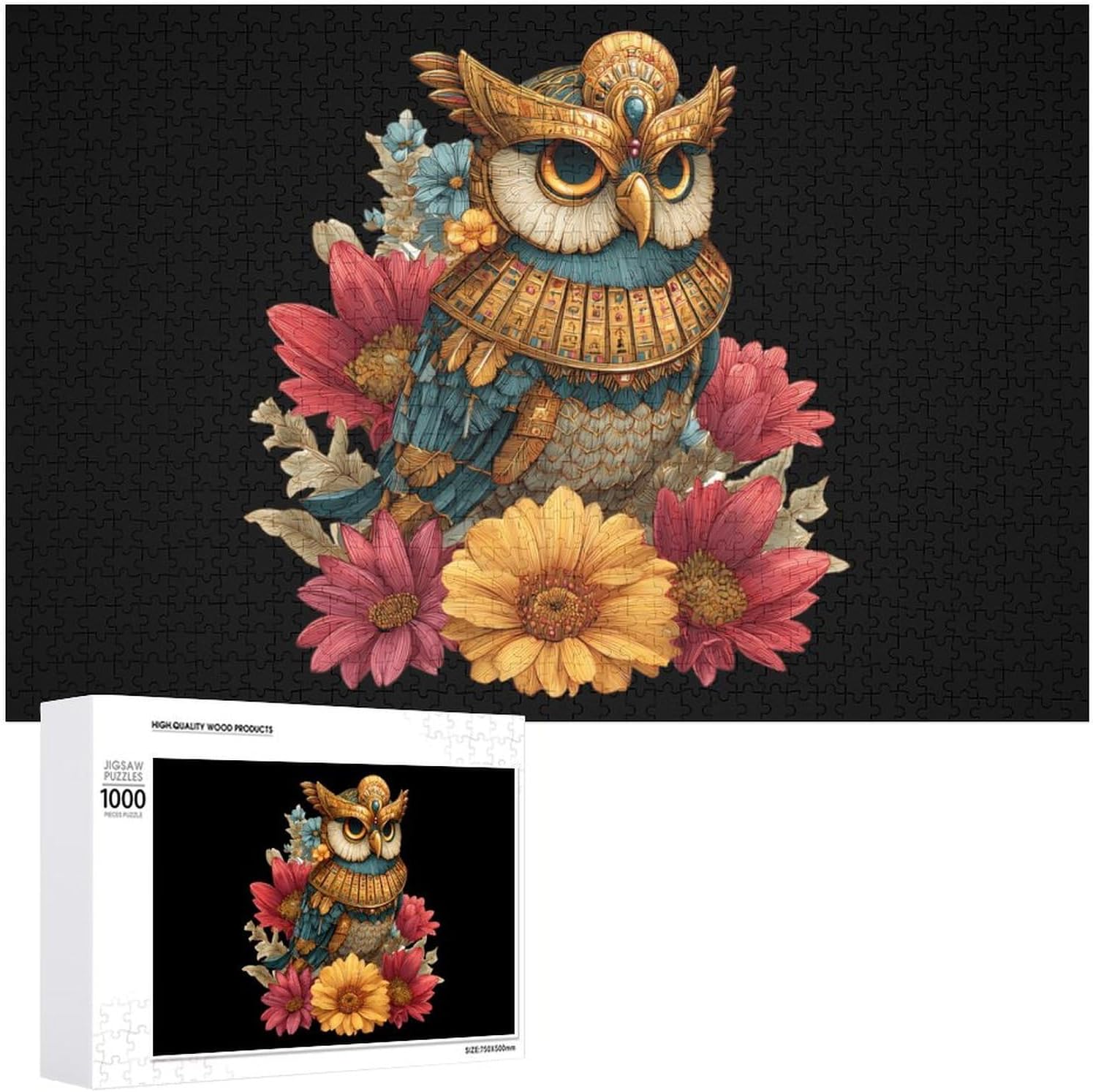 Owl Cute Animal Flower Puzzles for Adults 1000 PCS Wooden Jigsaw Puzzle Wall Decor Christmas