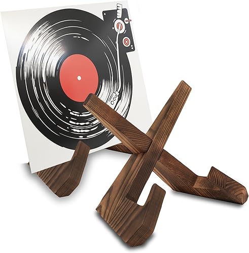 Now Playing - Soporte para discos de vinilo, 1 paquete de soporte de madera para discos de vinilo, soporte para álbum, pantalla retro de madera