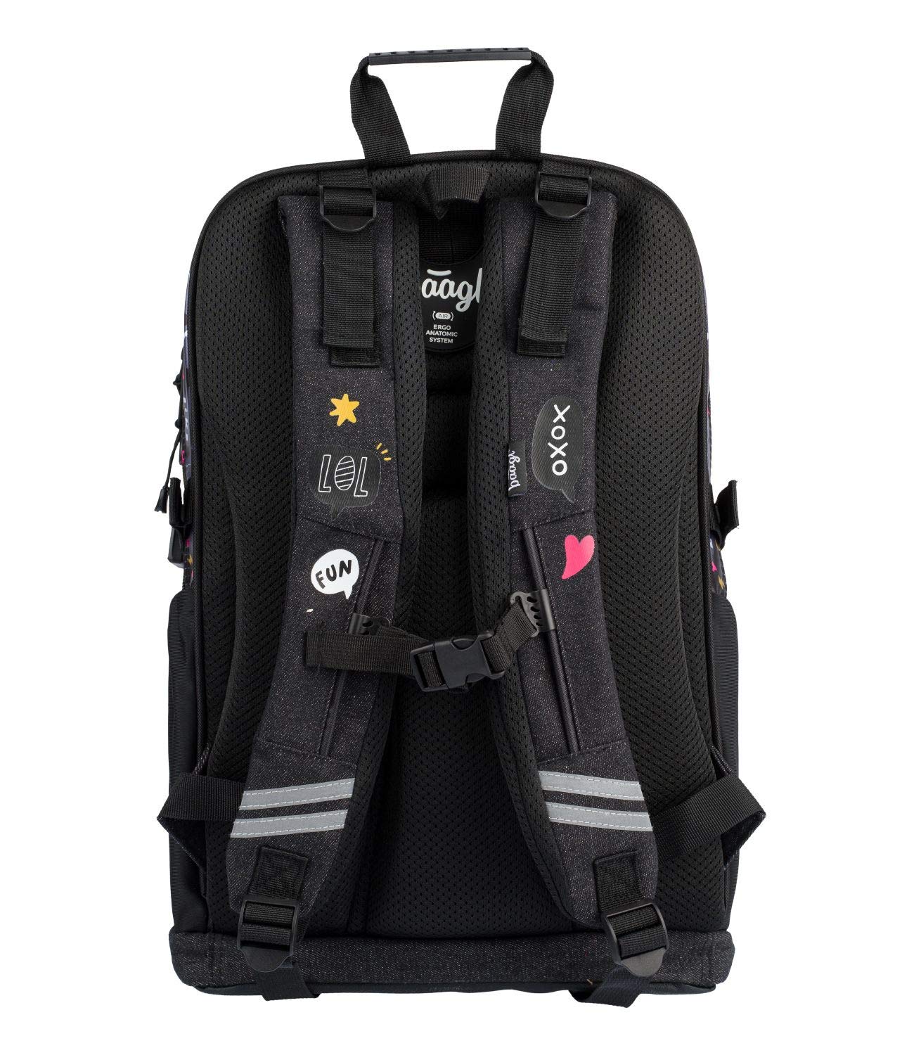 Baagl Schulrucksack Set Mädchen 3 Teilig - Schultasche ab 3. Klasse - Grundschule Ranzen mit Brustgurt - Ergonomischer Schulranzen (Turnschuhe)