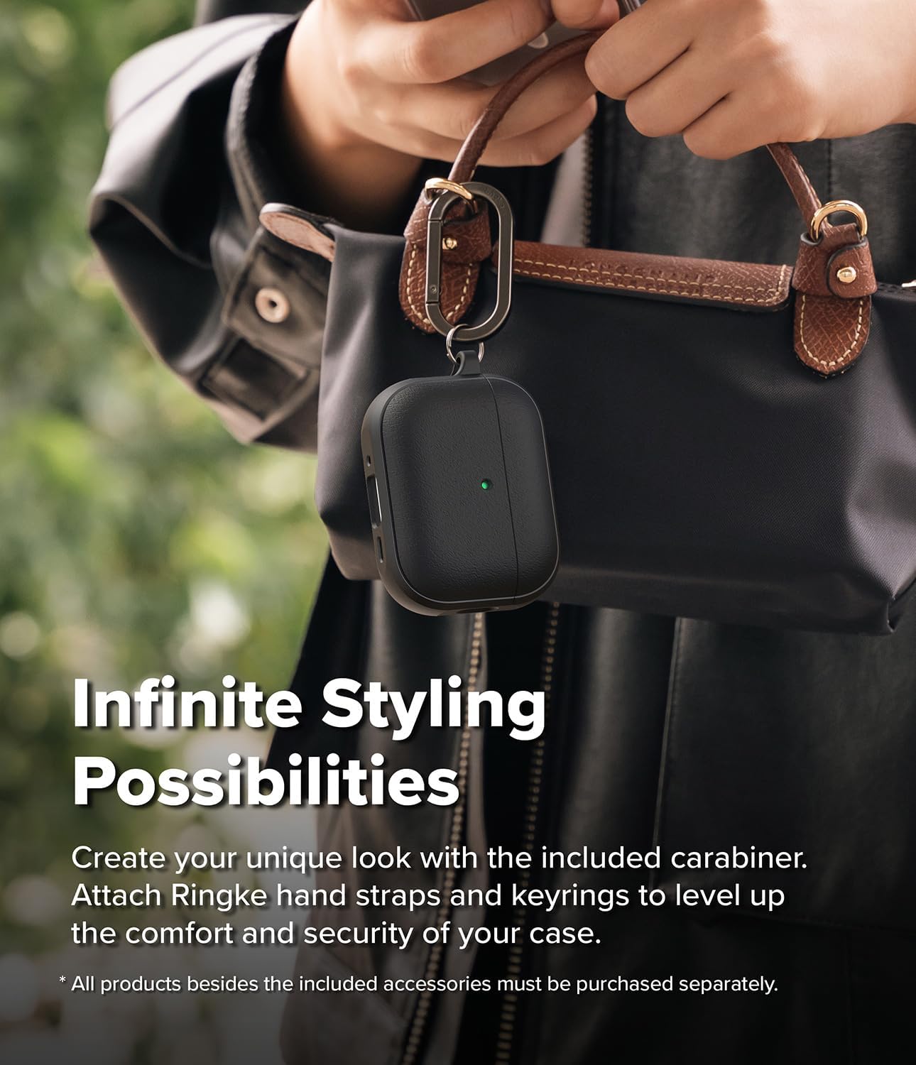 Ringke Onyx Magnetic for AirPods Pro 3 Case [Compatible with MagSafe] Oil & Dirt Resistant Feels Good in The Hand Non-Slip Lightweight Cover with Carabiner - Black