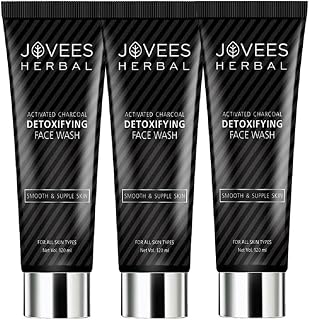 Jovees Herbal Activated Charcoal Detoxifying Face Wash For Deep Pore Cleansing, Oil Control, Removes Dirt & Impurities For All Skin Types 120ml (Pack Of 3)