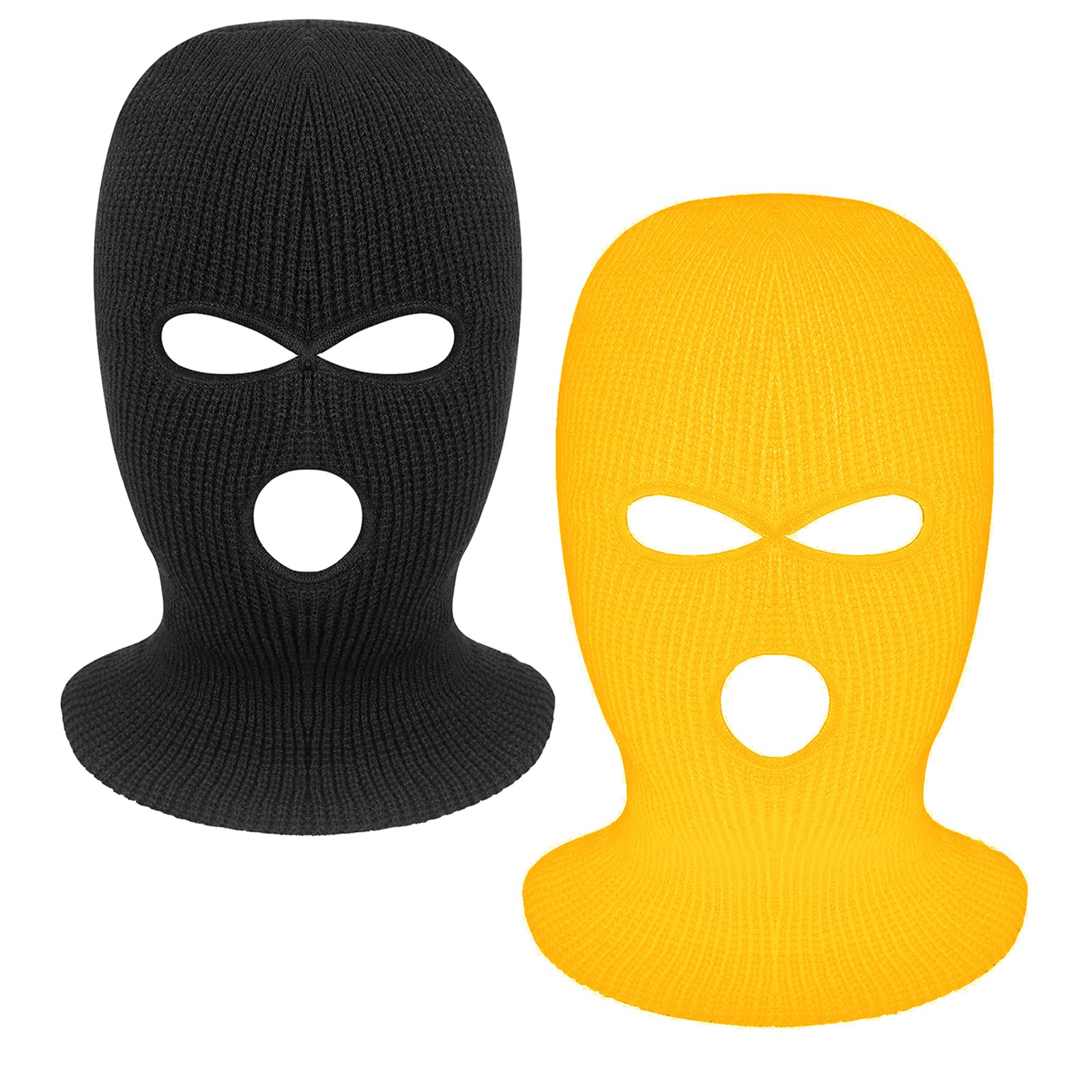 2 Pieces 3-Hole Full Face Mask Cover Ski Mask Winter Balaclava Cap Knitted Face Cover for Winter Outdoor Sports