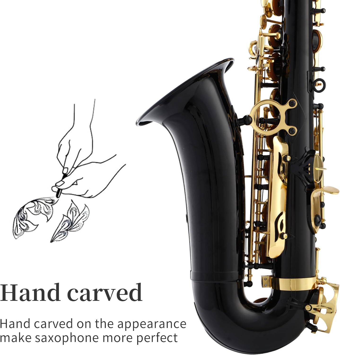 LeSage Alto Saxphone E Flat for Beginners Student School Band Alto Sax BlackLacquer Music Instrument Saxofon With Carrying Sax Case