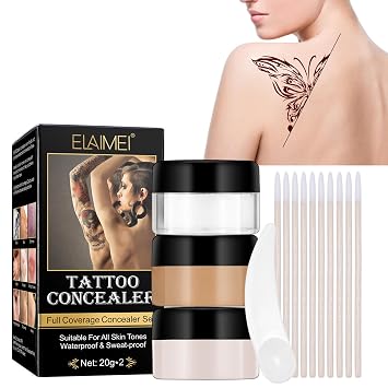 Pack of 2 20 g Body Leg Make-Up Waterproof - Full Coverage Tattoo Cover Up Makeup - Tattoo Cover Cream Natural Body Coverage Perfector for Tattoos Scars Blemishes