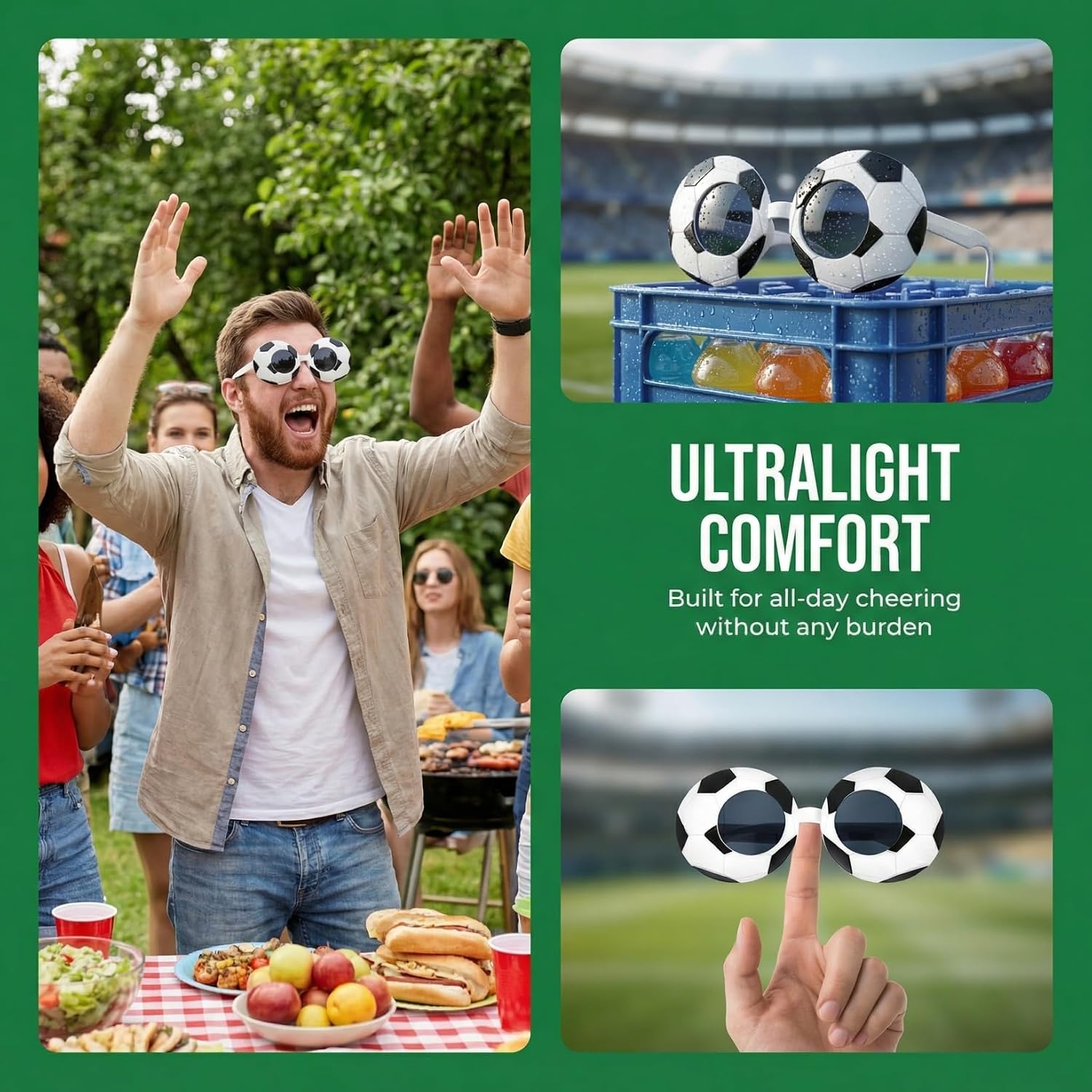 DOITOOL 2 Pcs 2026 Soccer Party Favors Soccer Sunglasses Novelty Football Glasses Photo Booth Props for Kids Adults Sports Theme Birthday Game Day Supplies image 2