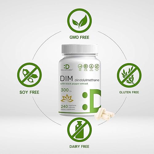 Miniatura 3 de Suplemento DIM de 300 mg, 120 tapas vegetales, suministro de 4 meses, fórmula 2-1, diindolilmetano DIM Plus extracto de pimienta negra, equilibrio