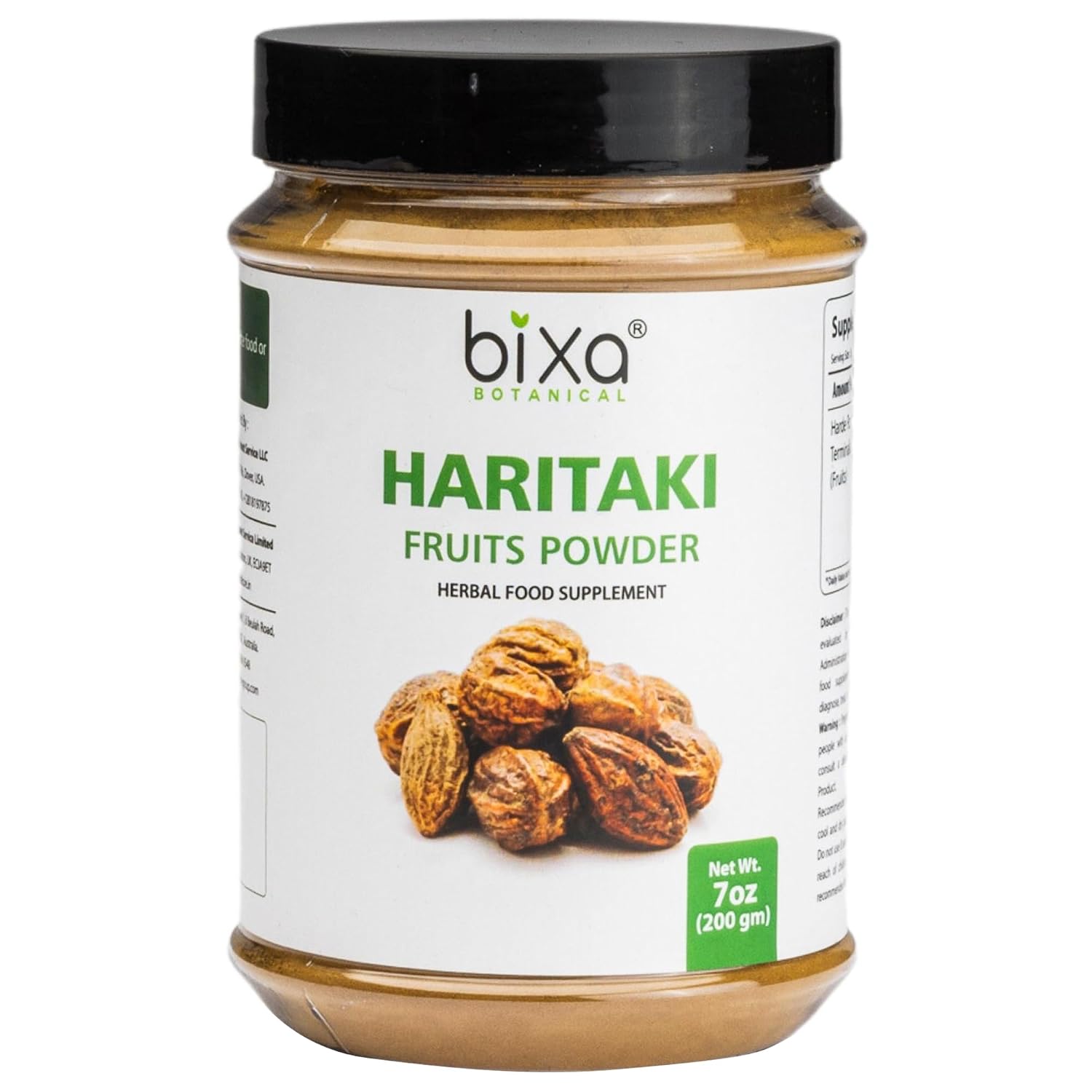 bixa BOTANICAL Haritaki Powder | Terminalia Chebula | 200 Grams / 7 OZ | Gluten Free, Steam Treated, Vegan, 100% Pure.