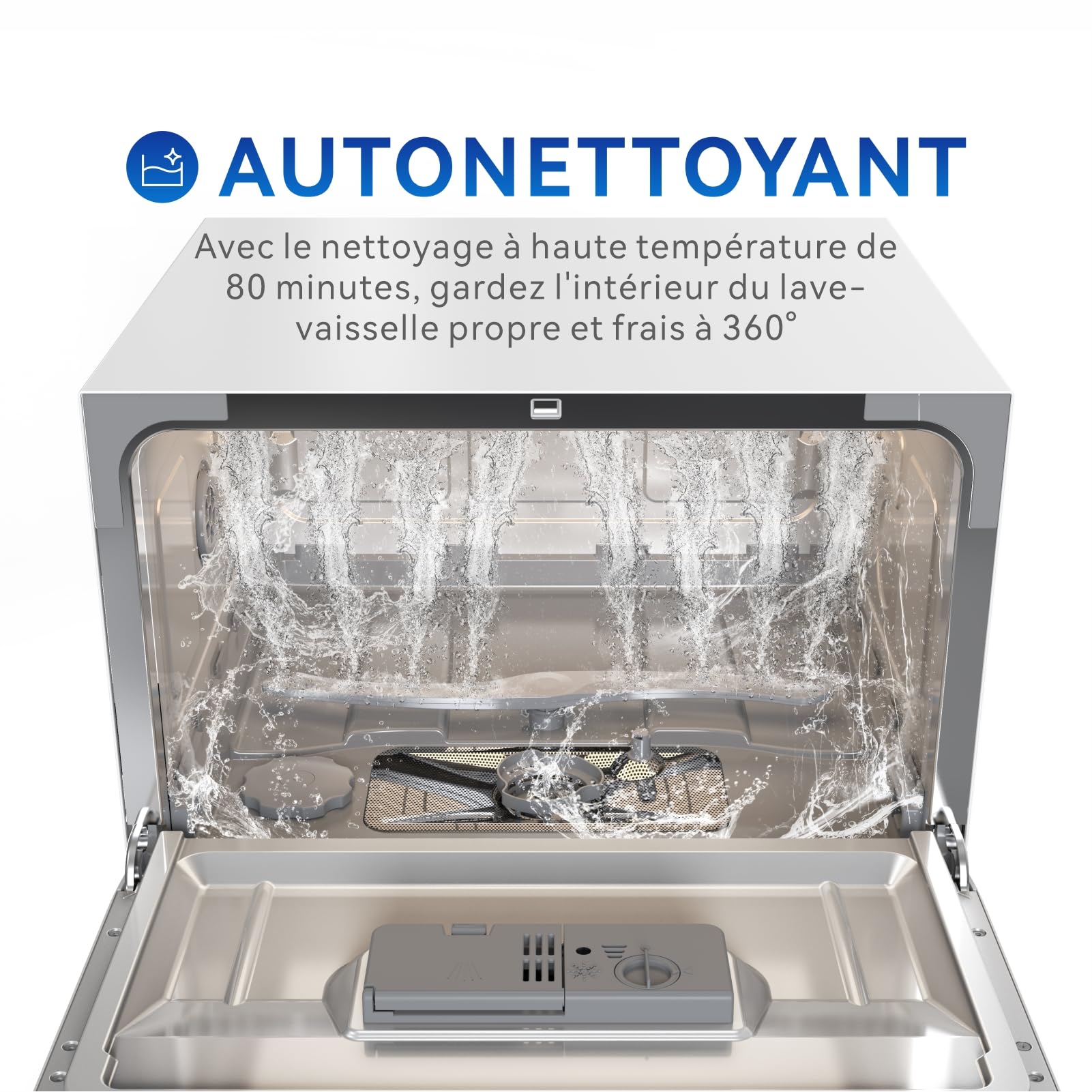 Magicplux Lave-vaisselle de table 7+1 Programmes Départ Différé Autonettoyant 6 Couverts Blanc