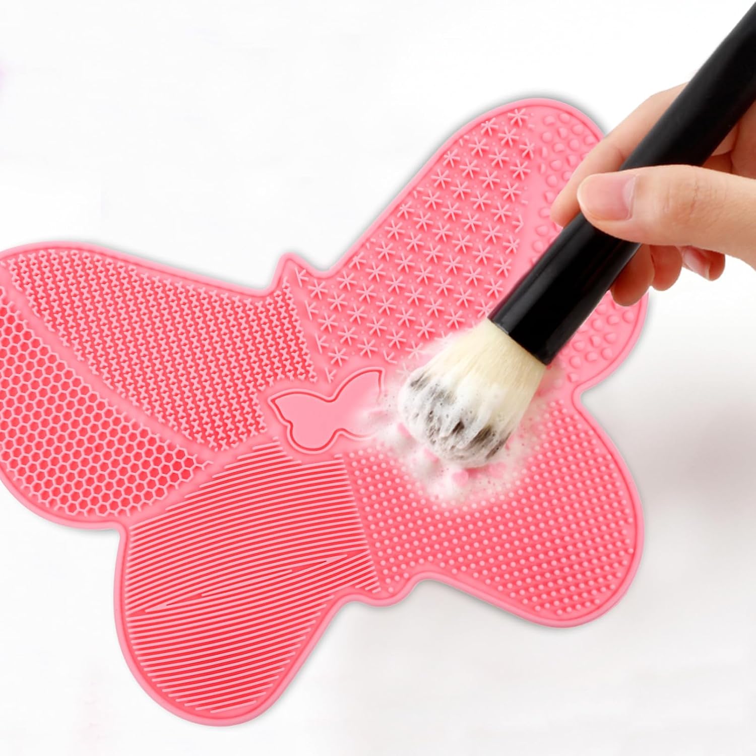 Butterfly Shaped Cleaning Pad for Makeup Brush Brush Cleaner Mat Suction Cups for Beauty Salon