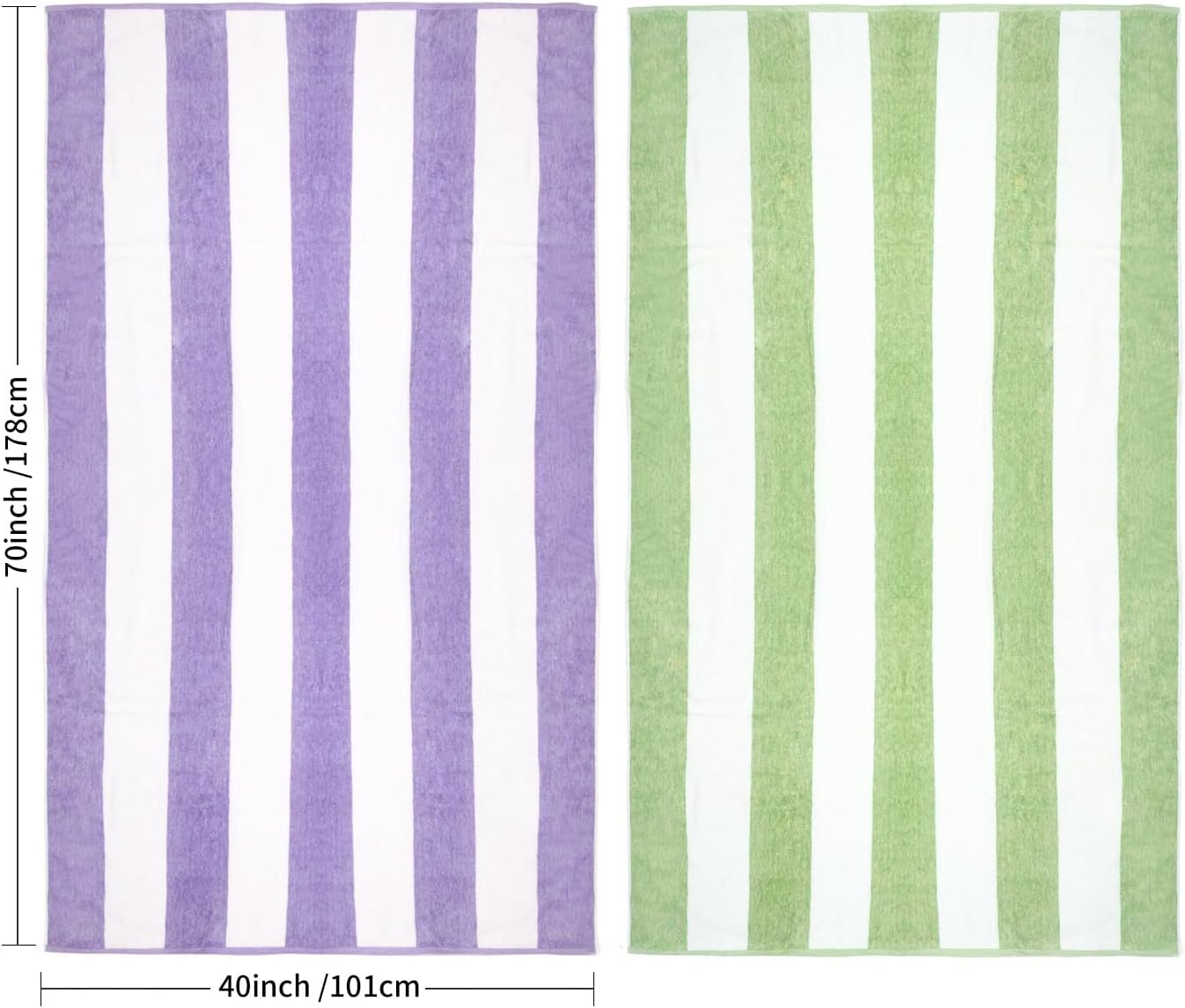 CLOWOOD Plush Oversized Beach Towel - Cotton 40 x 70 Inch Large Thick Purple Striped Cabana Pool Swimming Towel - Image 3