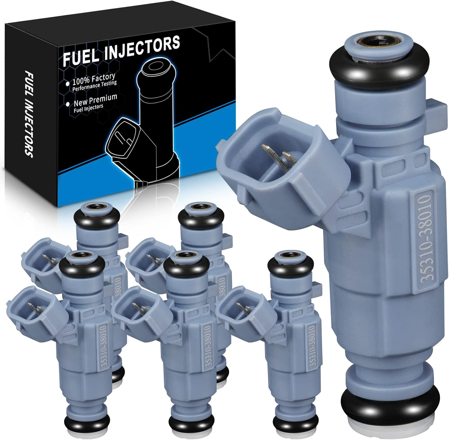 35310-38010 for:-Hyundai for:-Kia Fuel Injectors Compatible with Santa Fe Sonata XG350 1999-2006, Sorento Optima Amanti Sedona 2002-2006 2.4L 3.5L, Replacemen OE# FJ661 3531038010D Set of 6