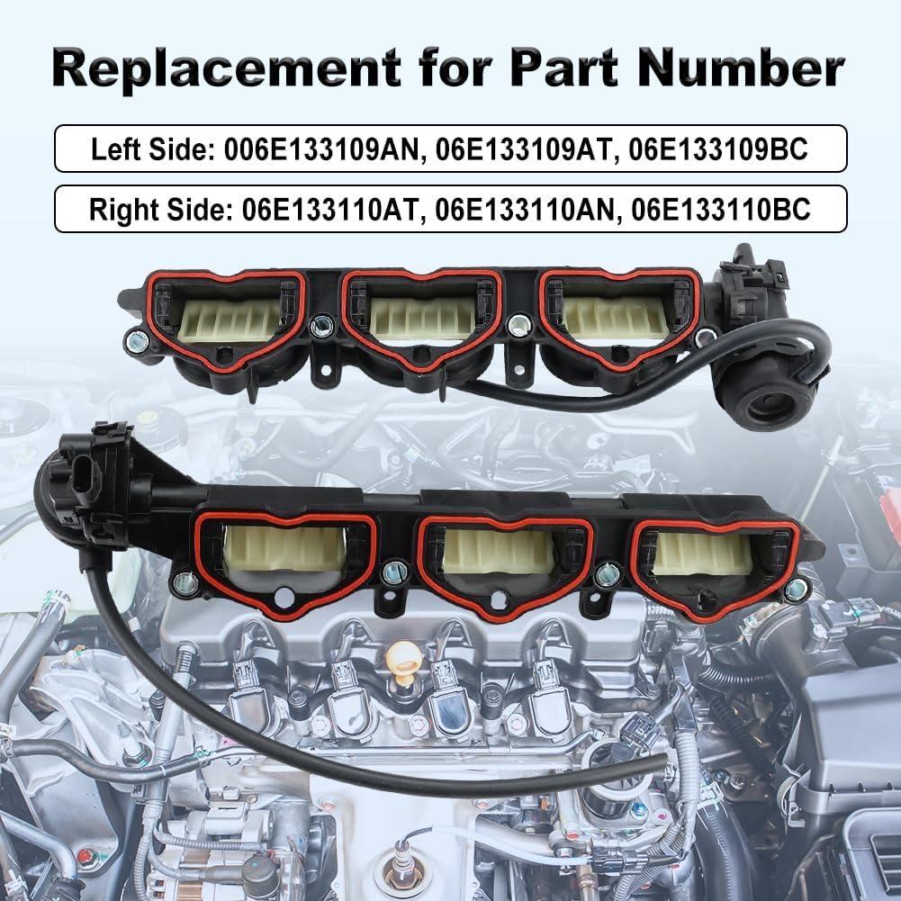 Intake Manifold Compatible with Audi A6 A7 A8 2016-2018 Q7 2017-2019 3.0L Left & Right, Replacement for 06E133109AN+06E133110AN 06E133109AT 06E133109BC-2PCS