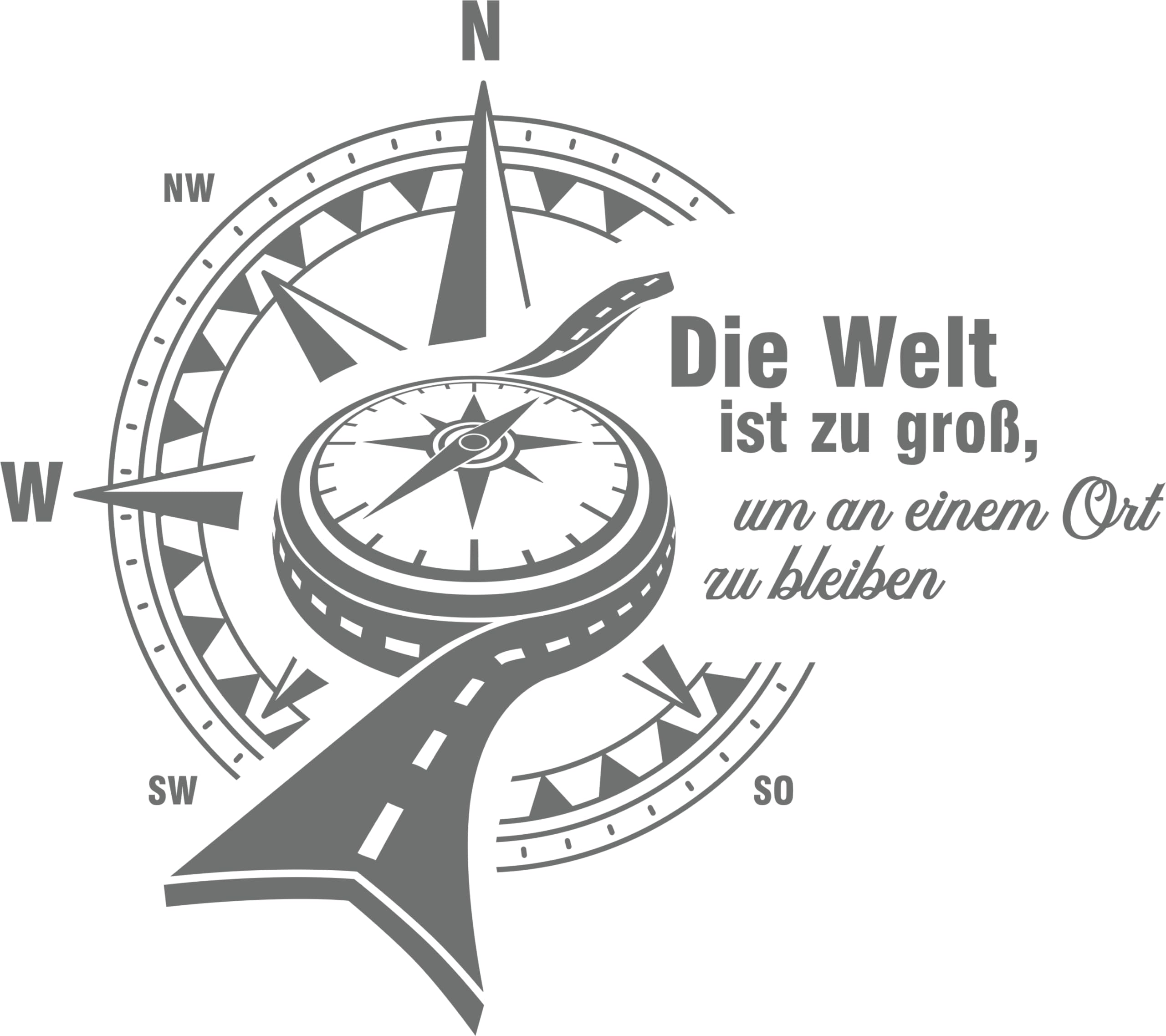 Aufkleber Kompass Windrose Design Sticker für Wohnmobil Camper Caravan PKW Auto und alle glatten Flächen in vielen Größen und Farben - Die Werbescheune