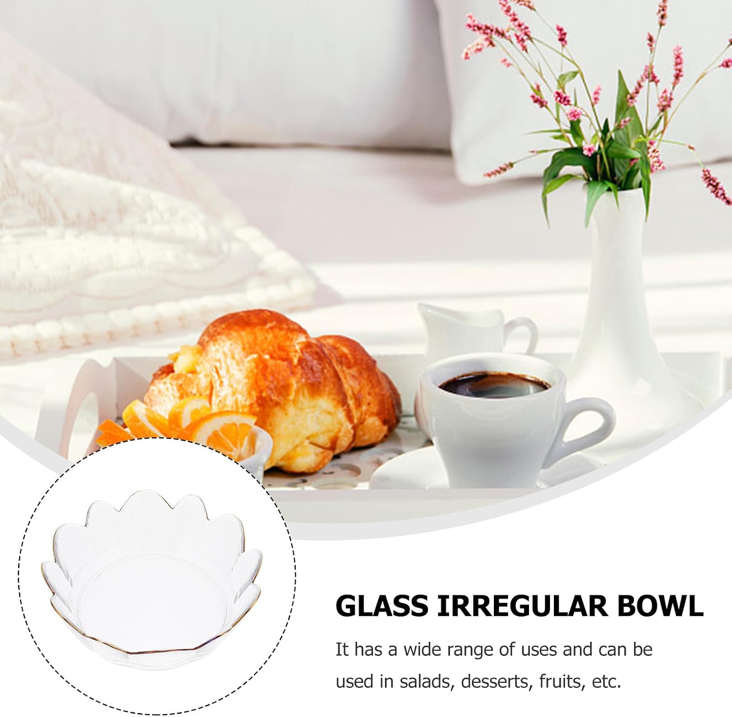 Alipis Glass Irregular Bowl with Stackable Storage for Porridge and Noodles