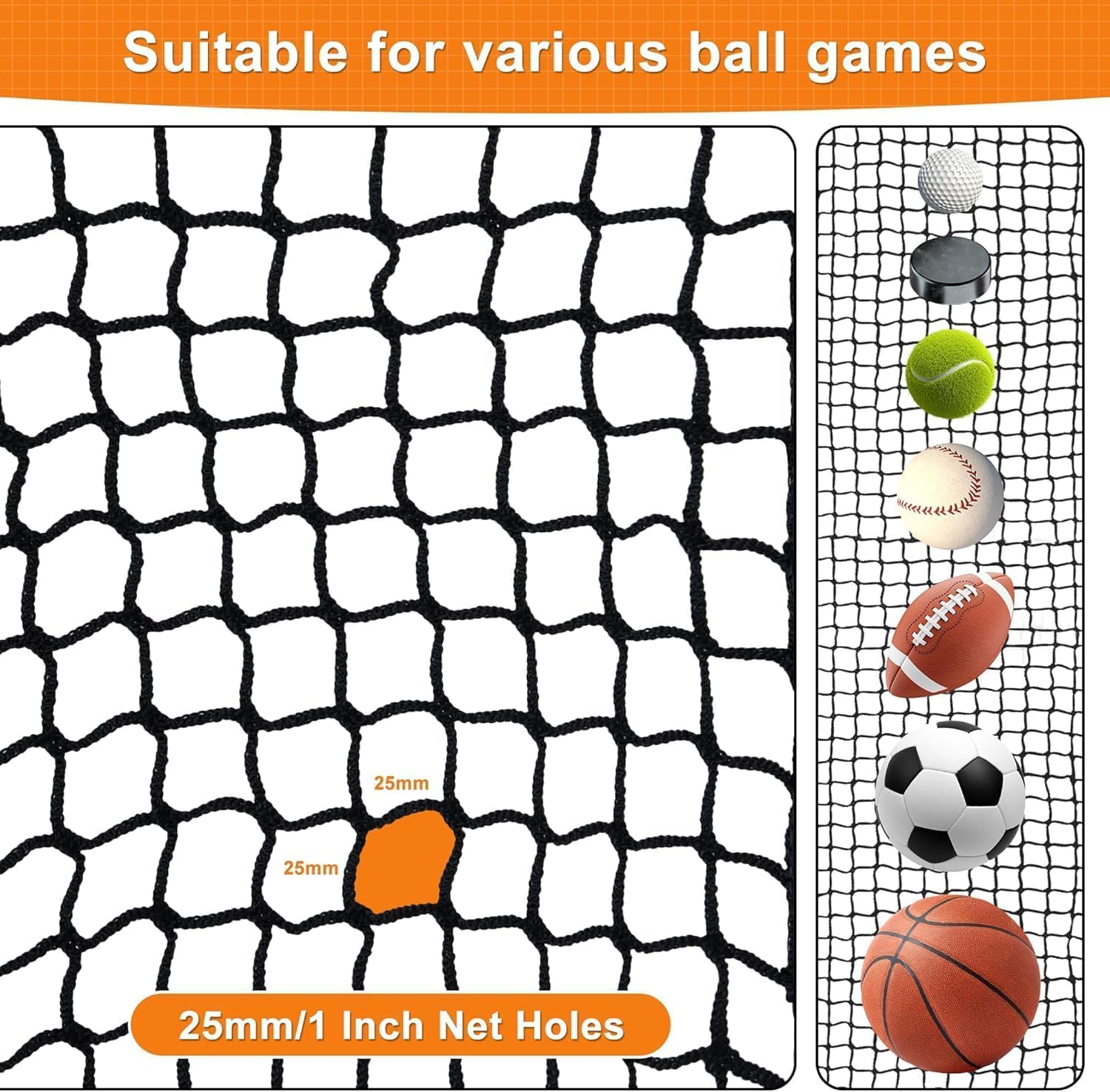 Filet Pare-Ballon d'Entraînement Golf XxXm en Polyester Noir Résistant - Installation Rapide, Réutilisable pour Pratique Extérieur/Intérieur