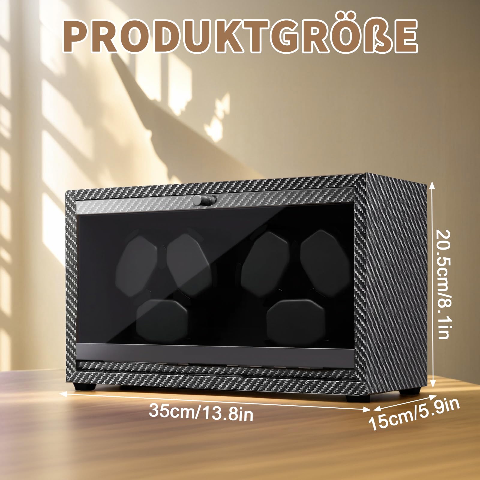 6 Uhrenbeweger für Automatikuhren, Superleiser Motor, 4 Rotationsmodi Mit Led-Leuchten, Einziehbares Kissen, Uhrenbewegerbox FüR Damen- Und Herren-Uhren