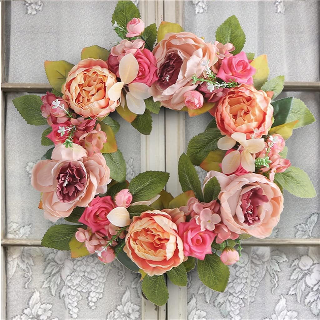 Peony Wreath Wall Hanging Home Decoration Holiday Simulation Rattan Wreath Decoration Door Hanging