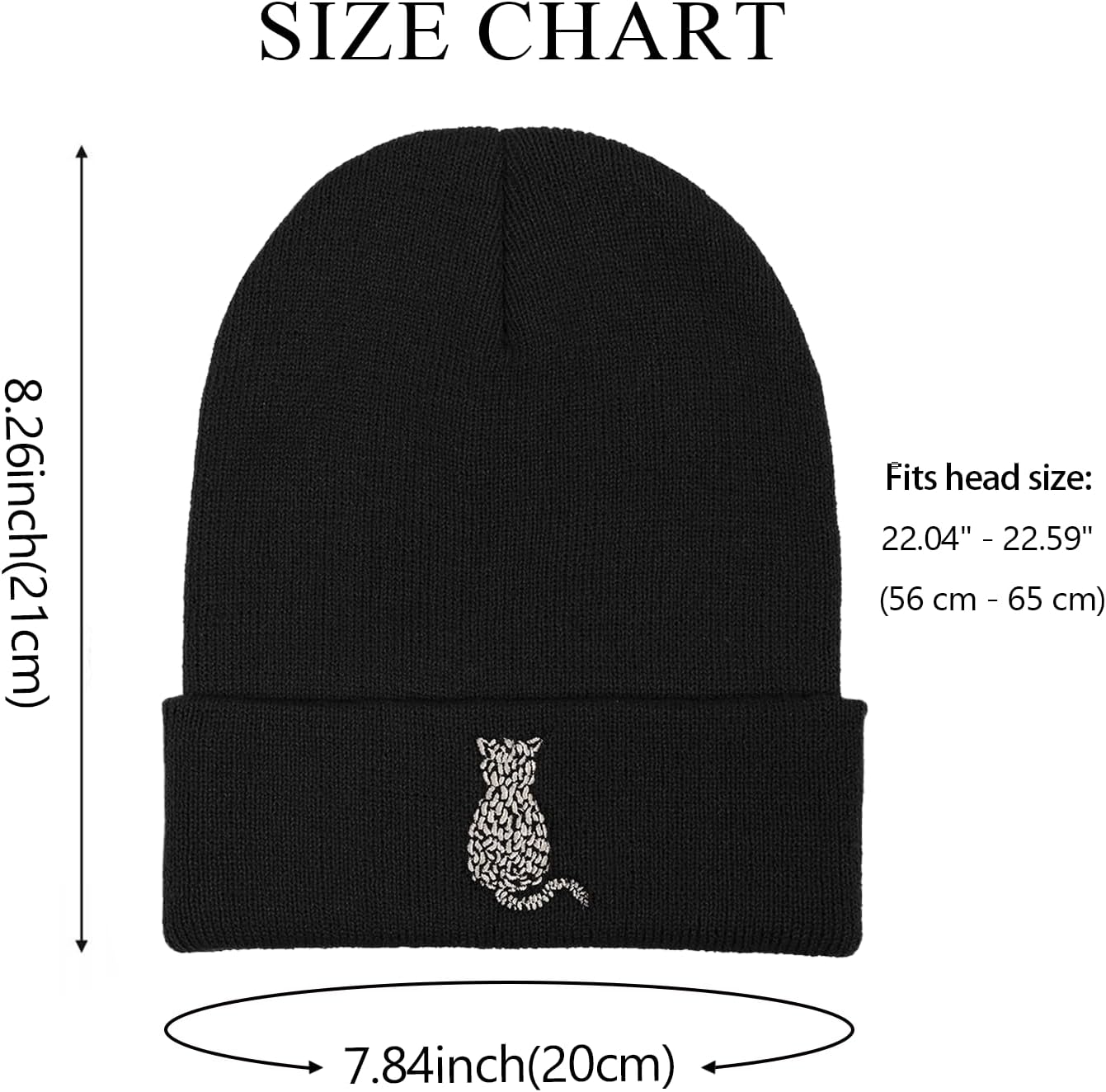 Black Embroidered Beanie Knitted Winter Hat for Men and Women, for Christmas, Birthdays, and Anniversaries - Image 2