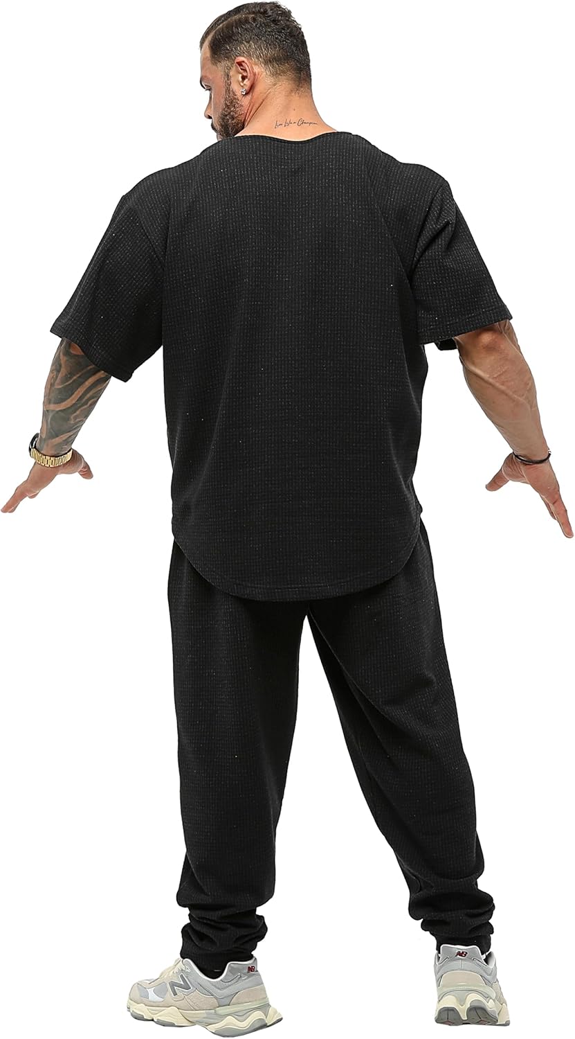 Men's Oversize T-Shirt, Bodybuilding, Lifting Cardio Rag Top Thick Fabric Textured Active T-Shirt