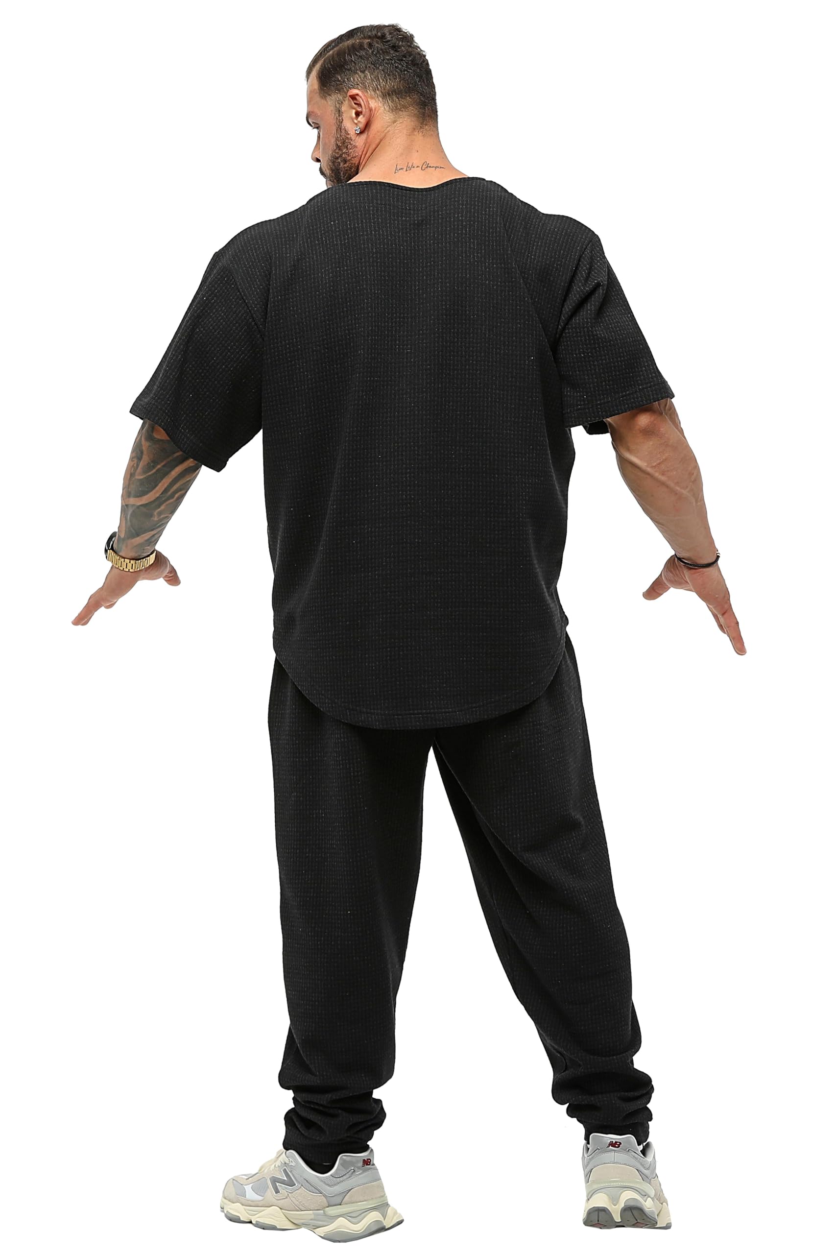 Maglietta da Uomo Oversize, Bodybuilding, Sollevamento Cardio, Tessuto Spesso, Tessuto Testurizzato