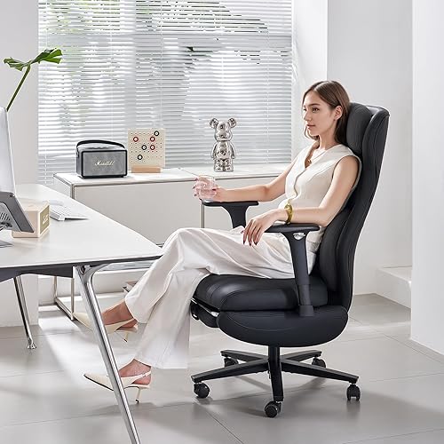 Miniatura 2 de EMIAH Silla de oficina ergonómica con reposapiés, silla de oficina reclinable con brazos ajustables y reposacabezas, silla de juegos de respaldo