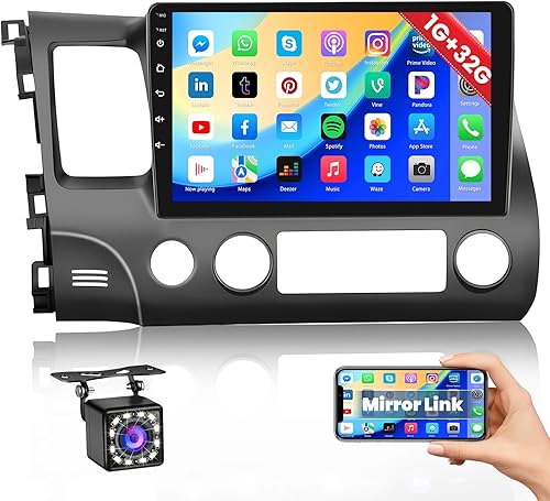 Radio de coche Android 10.0 para Honda Civic 2006-2011 Estéreo de coche 10.1 Pantalla táctil Estéreo GPS Navegación GPS para coche Android Unidad