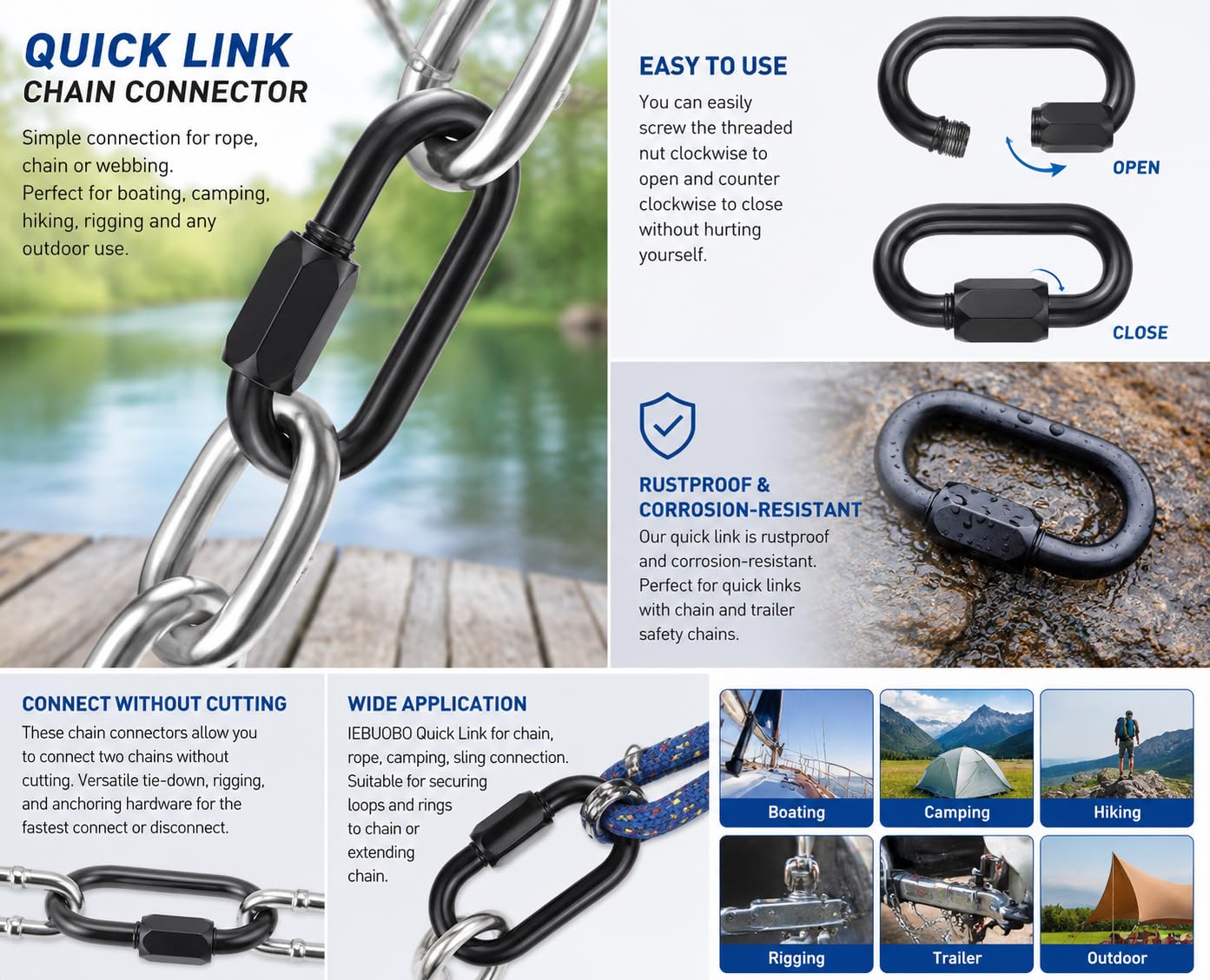 Amazon.com: IEBUOBO 1/8 inch Stainless Steel Oval Quick Link