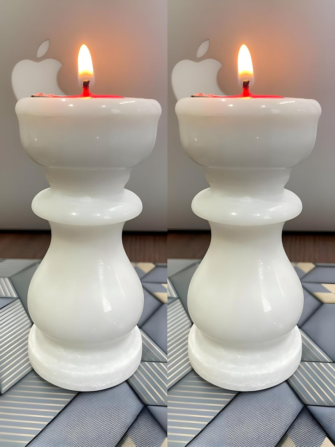 Rajasthan Art White Marble Candle Pillar | Holders |Stand for Home | Office | Restaurant | Dinner Romantic Date| Table Decorative Stone Made (White, 2 Piece, 4 inch)-picture-11