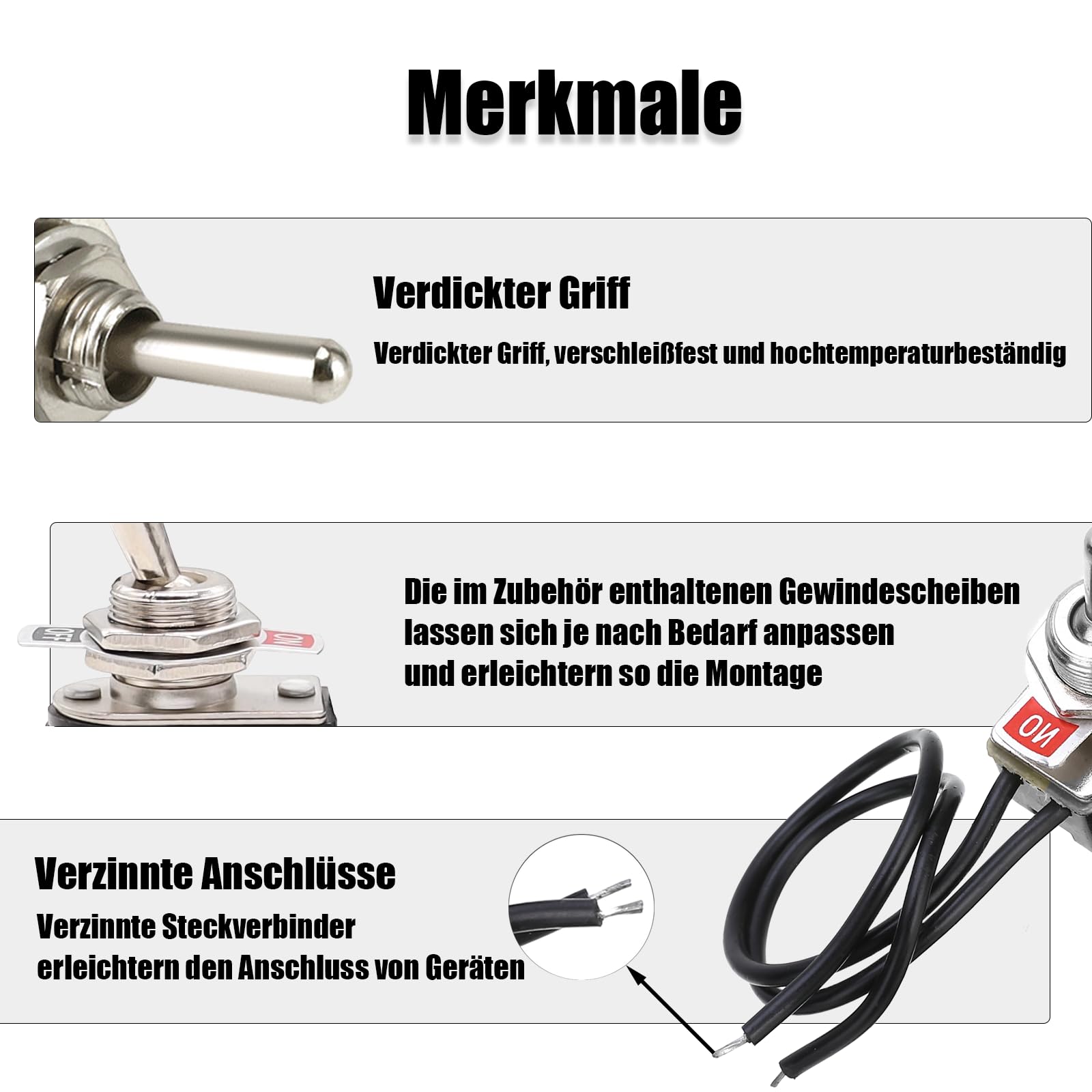 5x Kippschalter 12V Mit Kabel - Schiffstyp Schalter 10A Für Auto & Elektronik