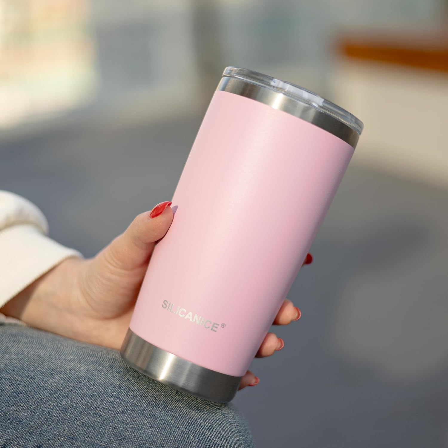 20oz Insulated Tumbler with Straw, Leakproof Lid & Removable Spout, Stainless Steel, BPA & Odor Free, Car Cup Holder Friendly, Gym Office Home - Pink Sand - Image 9