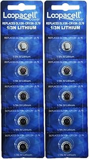 Loopacell 1/3N Battery Replacement for DL1/3N CR1/3N 3V Lithium Battery Pack of 10