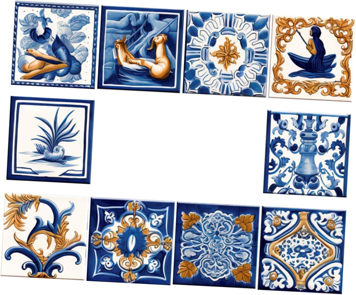 Alipis 10pcs Unique Moroccan Style Tile Stickers Self Adhesive PVC Decals Removable Wall Stickers for Home Decor